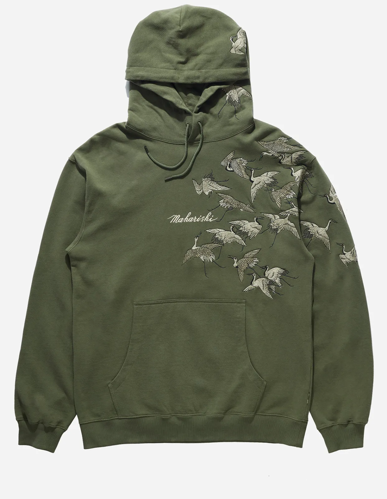 Hooded Sweats*Maharishi 4506 Peace Cranes Hooded Sweat Olive Og-107F