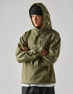 Hooded Sweats*Maharishi 4506 Peace Cranes Hooded Sweat Olive Og-107F
