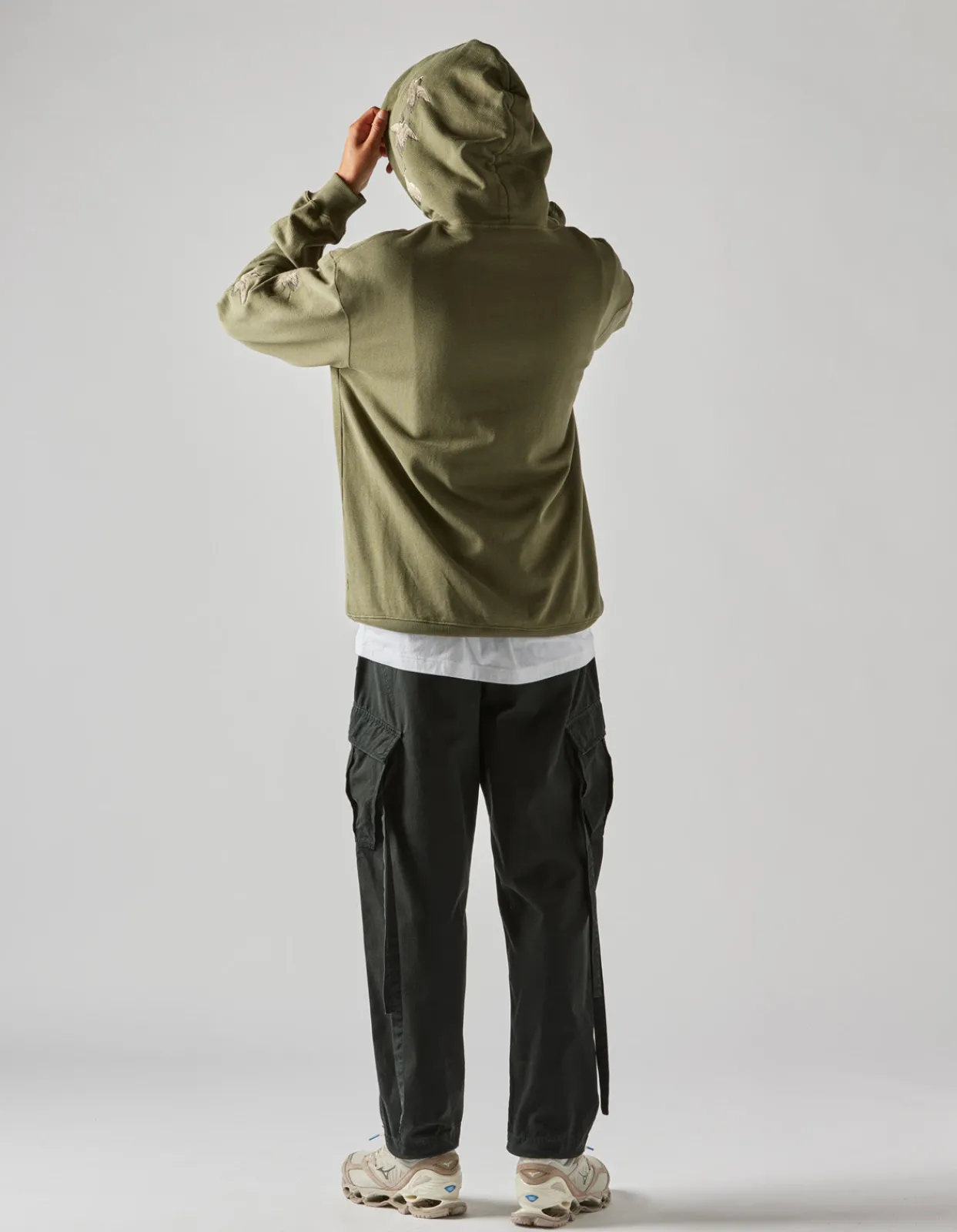 Hooded Sweats*Maharishi 4506 Peace Cranes Hooded Sweat Olive Og-107F