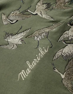 Hooded Sweats*Maharishi 4506 Peace Cranes Hooded Sweat Olive Og-107F