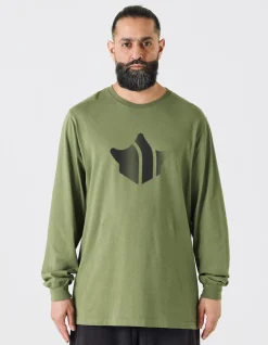 Long Sleeve T-Shirts*Maharishi 9921 Pointillist Temple L/S T-Shirt Olive Og-107F