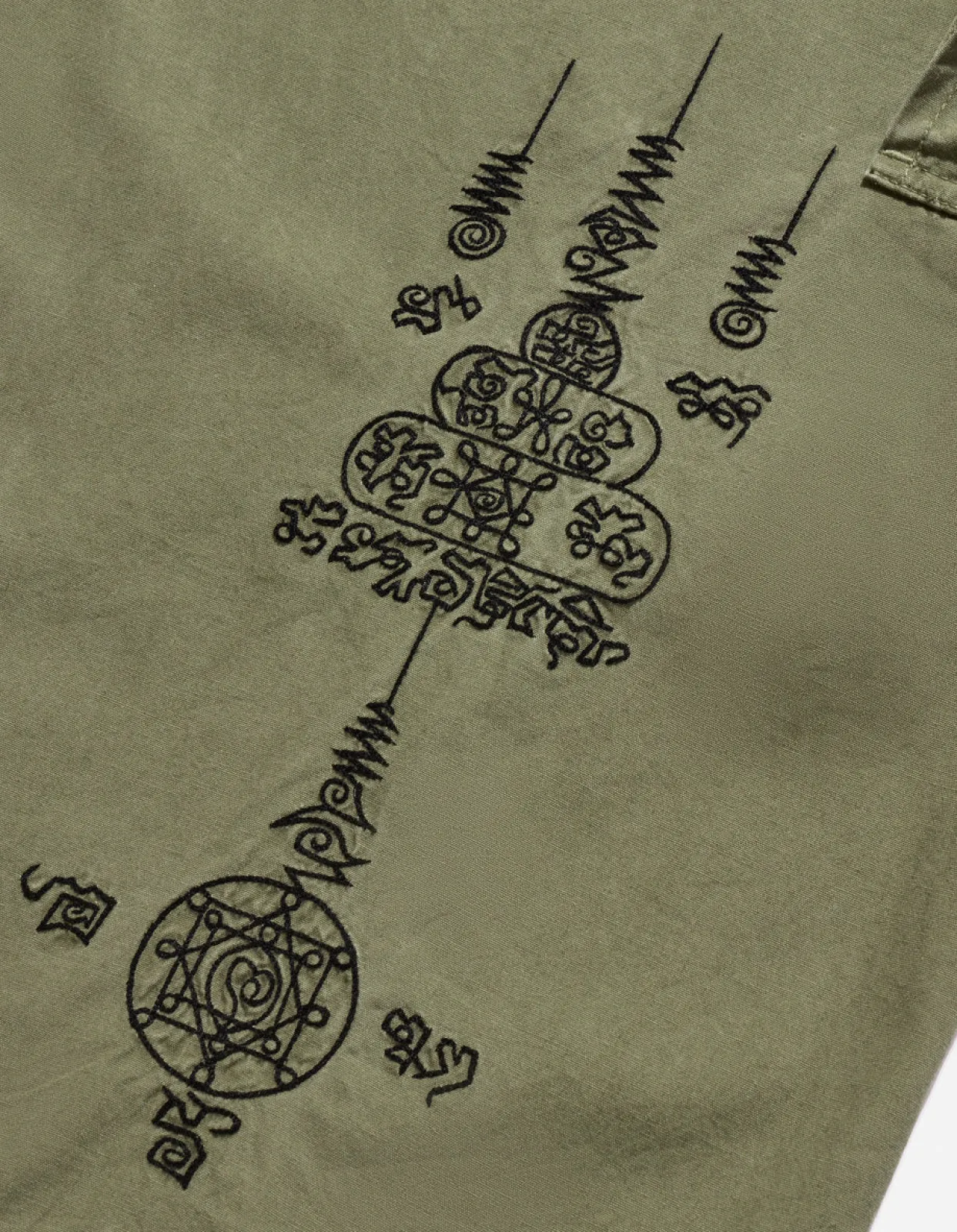 Cargo Pants*Maharishi 4295 Sak Yant Cargo Hakama Pants Olive Og-107F
