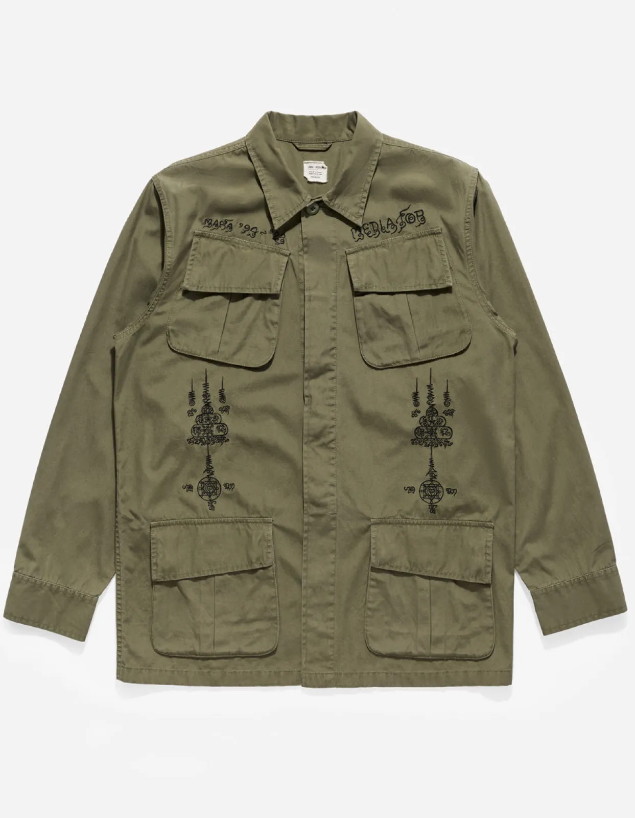 Shirts*Maharishi 4279 Sak Yant Embroidered Jungle Overshirt Olive Og-107F