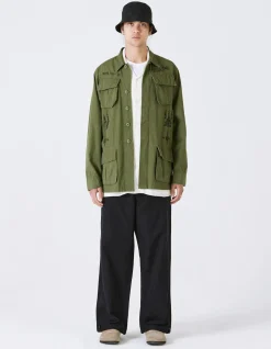 Shirts*Maharishi 4279 Sak Yant Embroidered Jungle Overshirt Olive Og-107F