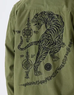 Shirts*Maharishi 4279 Sak Yant Embroidered Jungle Overshirt Olive Og-107F