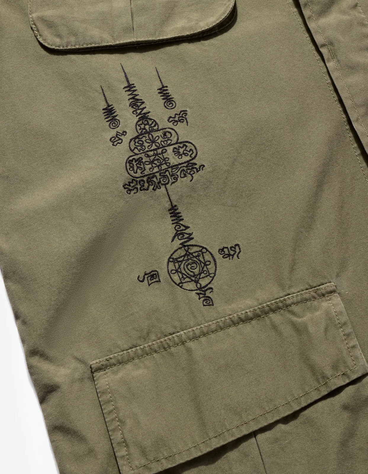 Shirts*Maharishi 4279 Sak Yant Embroidered Jungle Overshirt Olive Og-107F