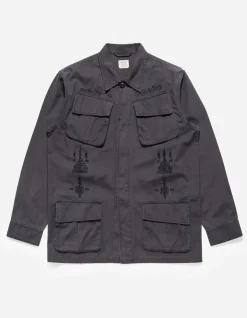 Shirts*Maharishi 4279 Sak Yant Embroidered Jungle Overshirt Black Blk-108F