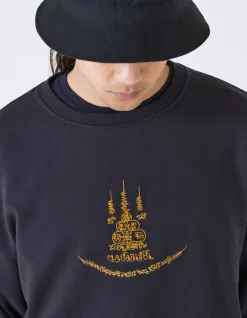 Crew Sweats*Maharishi 4281 Sak Yant Embroidered Organic Crew Sweat Navy