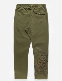 Sweatpants*Maharishi 4247 Samurai Vs. Dragon Embroidered Sweatpants Olive Og-107F/Tonal