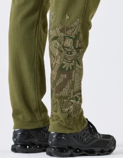 Sweatpants*Maharishi 4247 Samurai Vs. Dragon Embroidered Sweatpants Olive Og-107F/Tonal
