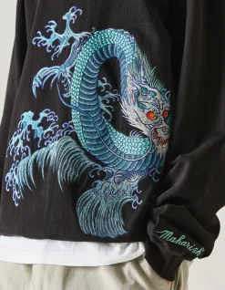 Crew Sweats*Maharishi 4242 Samurai Vs. Dragon Embroidered Crew Sweat Black