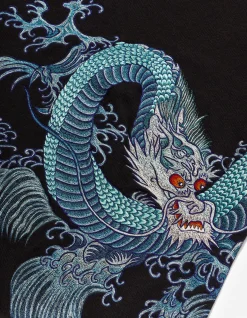 Crew Sweats*Maharishi 4242 Samurai Vs. Dragon Embroidered Crew Sweat Black
