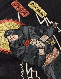 Crew Sweats*Maharishi 4503 Shinobi Embroidered Crew Sweat Black