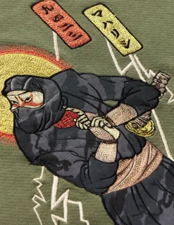 Crew Sweats*Maharishi 4503 Shinobi Embroidered Crew Sweat Olive Og-107F