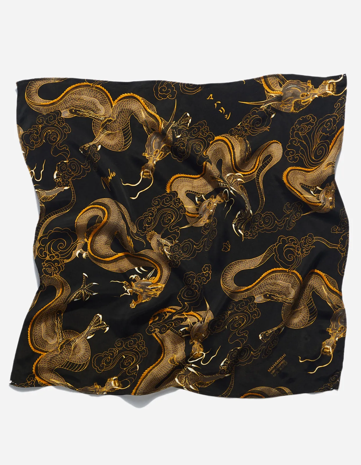Hats And Scarves*Maharishi 4232 Thai Cloud Dragon Bandana Golden Black