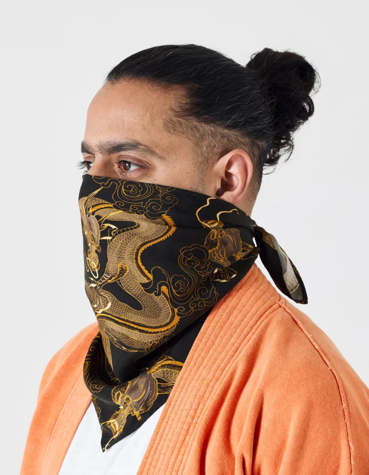Hats And Scarves*Maharishi 4232 Thai Cloud Dragon Bandana Golden Black