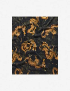 Hats And Scarves*Maharishi 4233 Thai Cloud Dragon Pashmina Golden Black