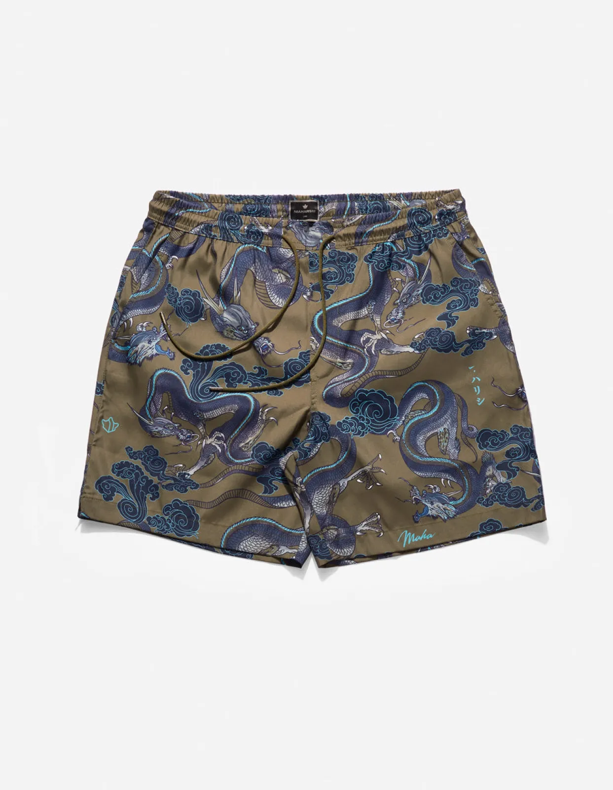 Swim Shorts*Maharishi 1023 Thai Cloud Dragon Swim Shorts Olive
