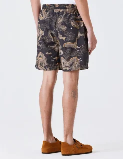Swim Shorts*Maharishi 1023 Thai Cloud Dragon Swim Shorts Golden Black
