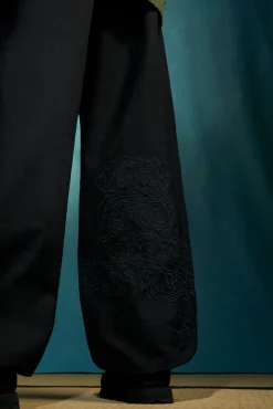 Original Snopants*Maharishi 4219 Thai Cloud Embroidered Loose Snopants® Black/Tonal