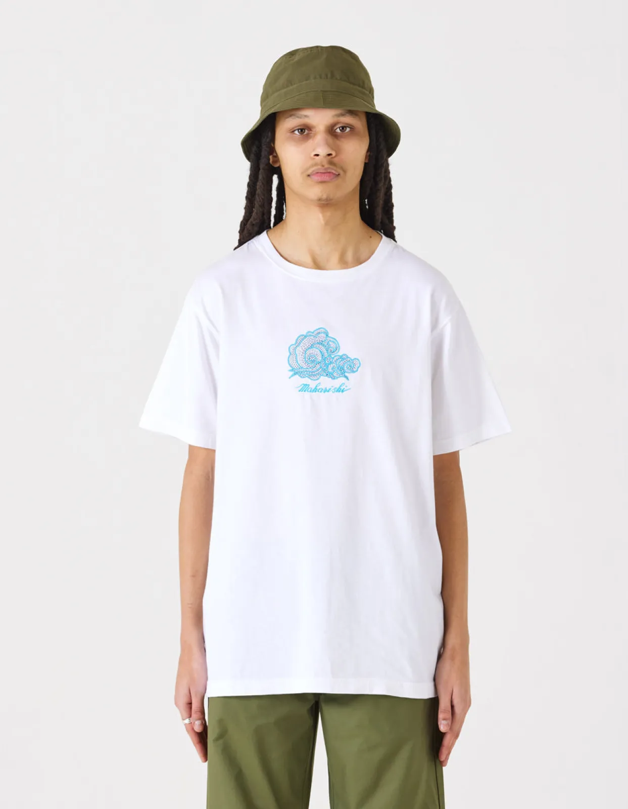 Short Sleeve T-Shirts*Maharishi 4218 Thai Cloud Embroidered T-Shirt White