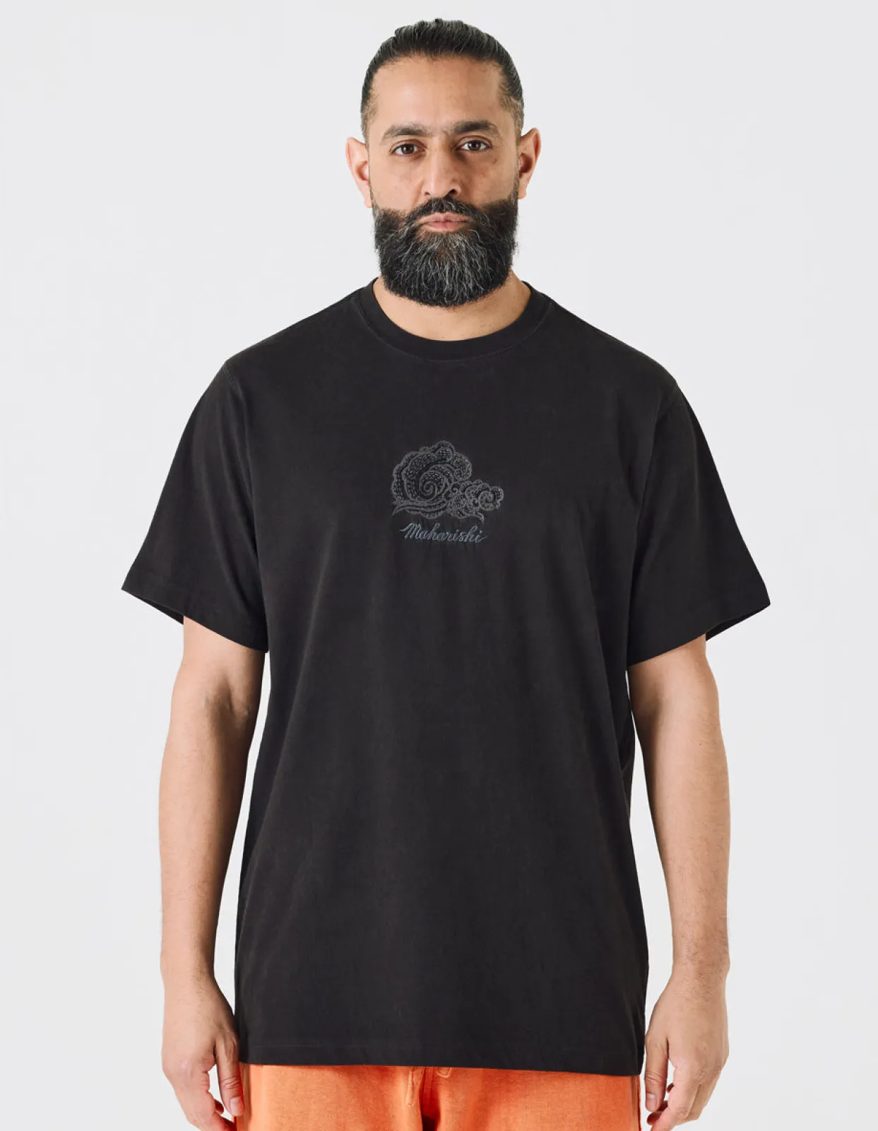 Short Sleeve T-Shirts*Maharishi 4218 Thai Cloud Embroidered T-Shirt Black/Tonal