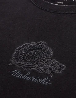 Short Sleeve T-Shirts*Maharishi 4218 Thai Cloud Embroidered T-Shirt Black/Tonal