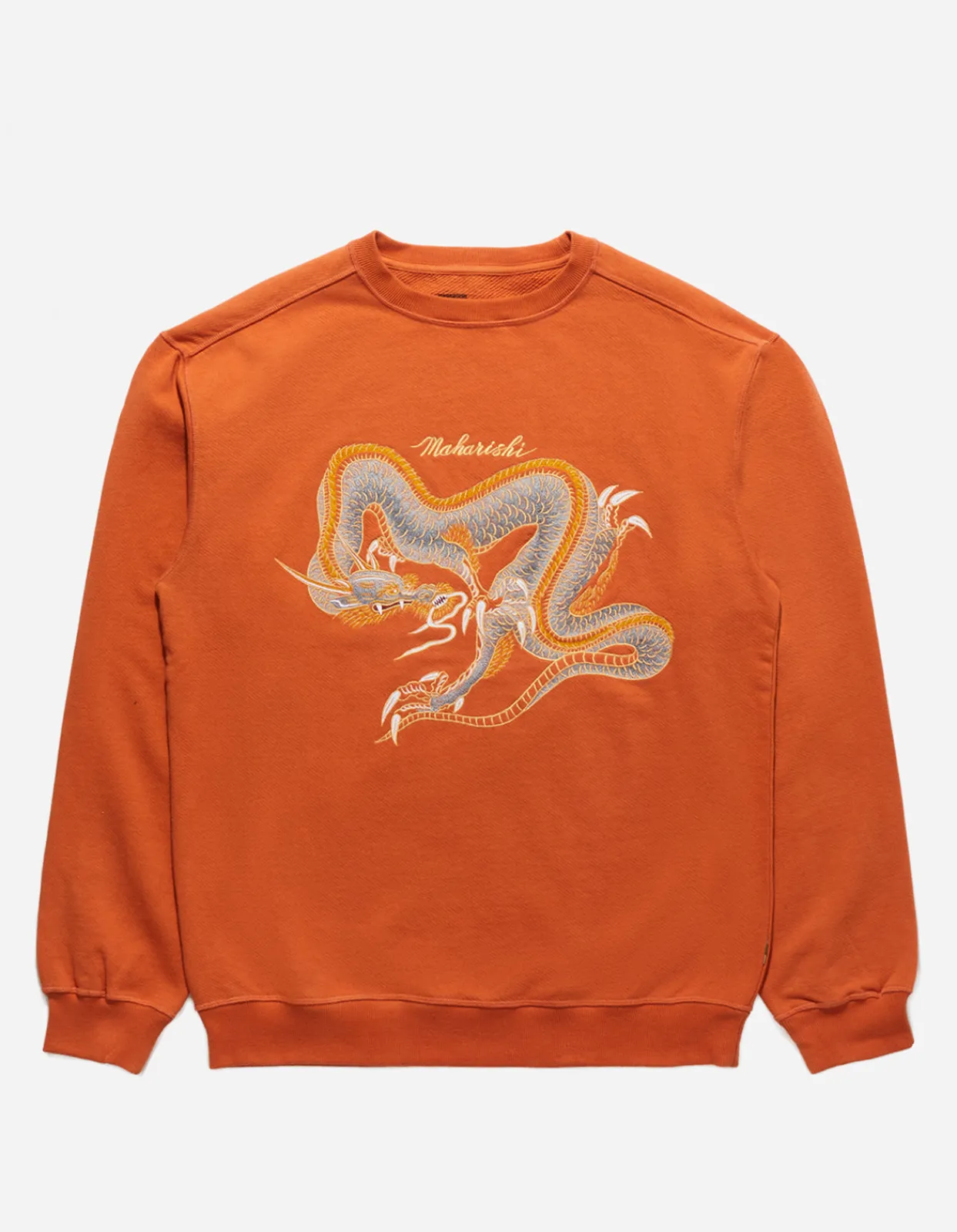 Crew Sweats*Maharishi 4216 Thai Dragon Embroidered Crew Sweat Rust