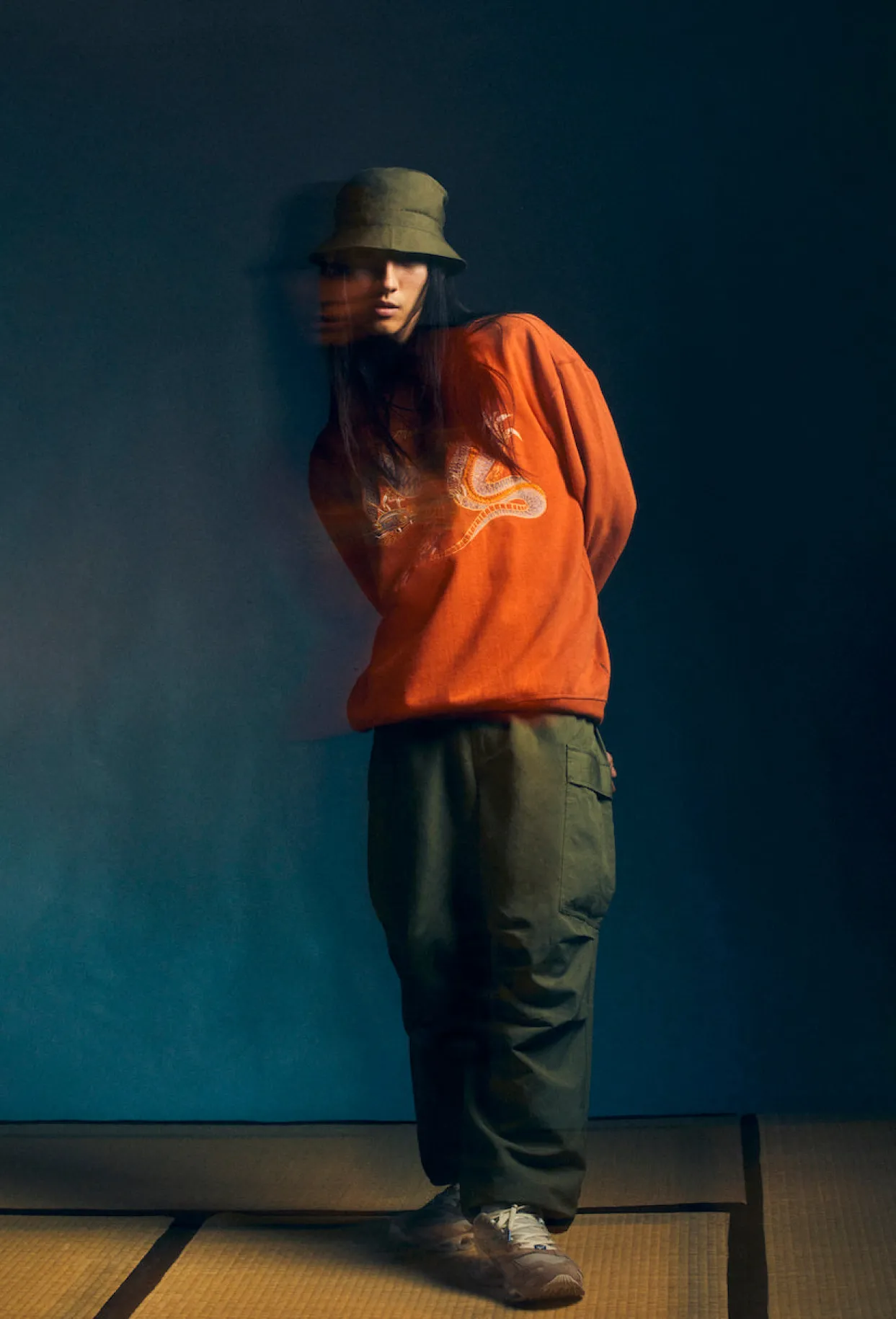 Crew Sweats*Maharishi 4216 Thai Dragon Embroidered Crew Sweat Rust