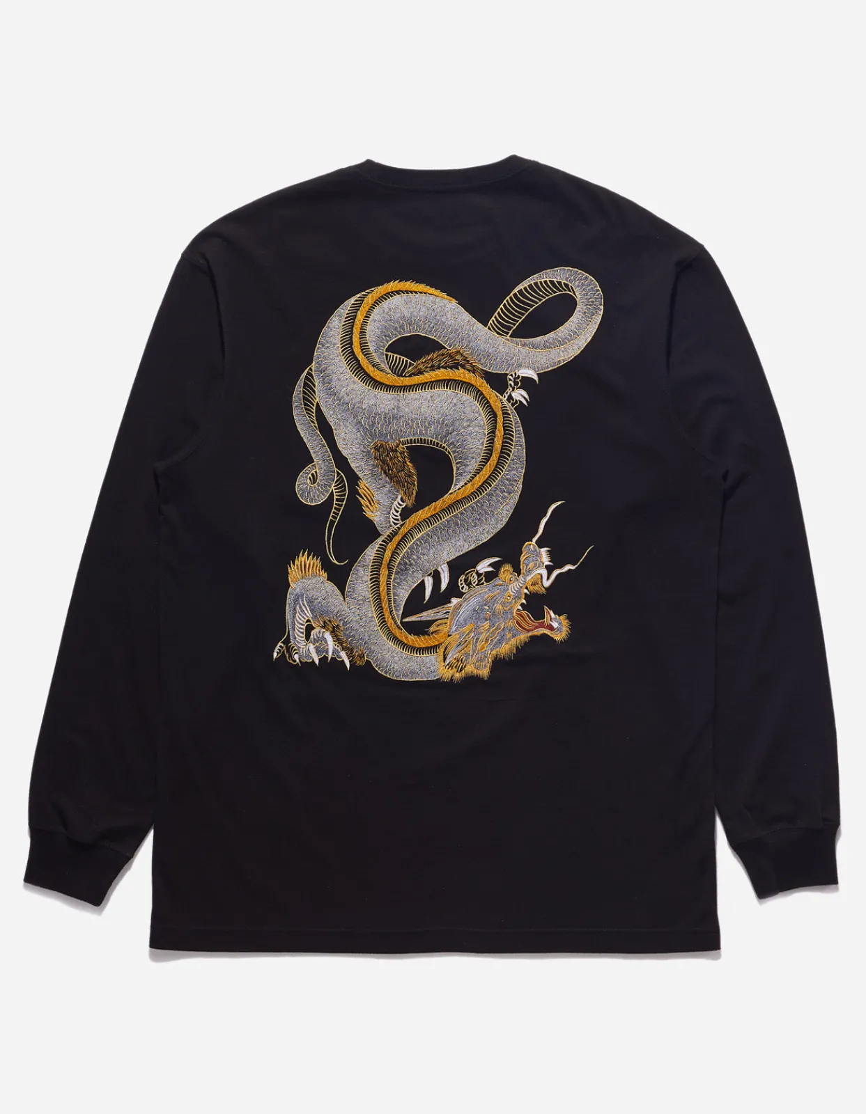 Long Sleeve T-Shirts*Maharishi 4214 Thai Dragon Tour L/S T-Shirt Golden Black
