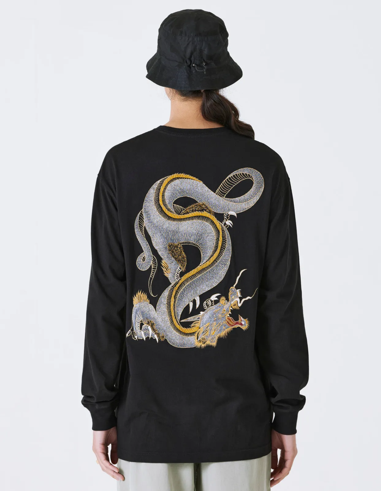 Long Sleeve T-Shirts*Maharishi 4214 Thai Dragon Tour L/S T-Shirt Golden Black