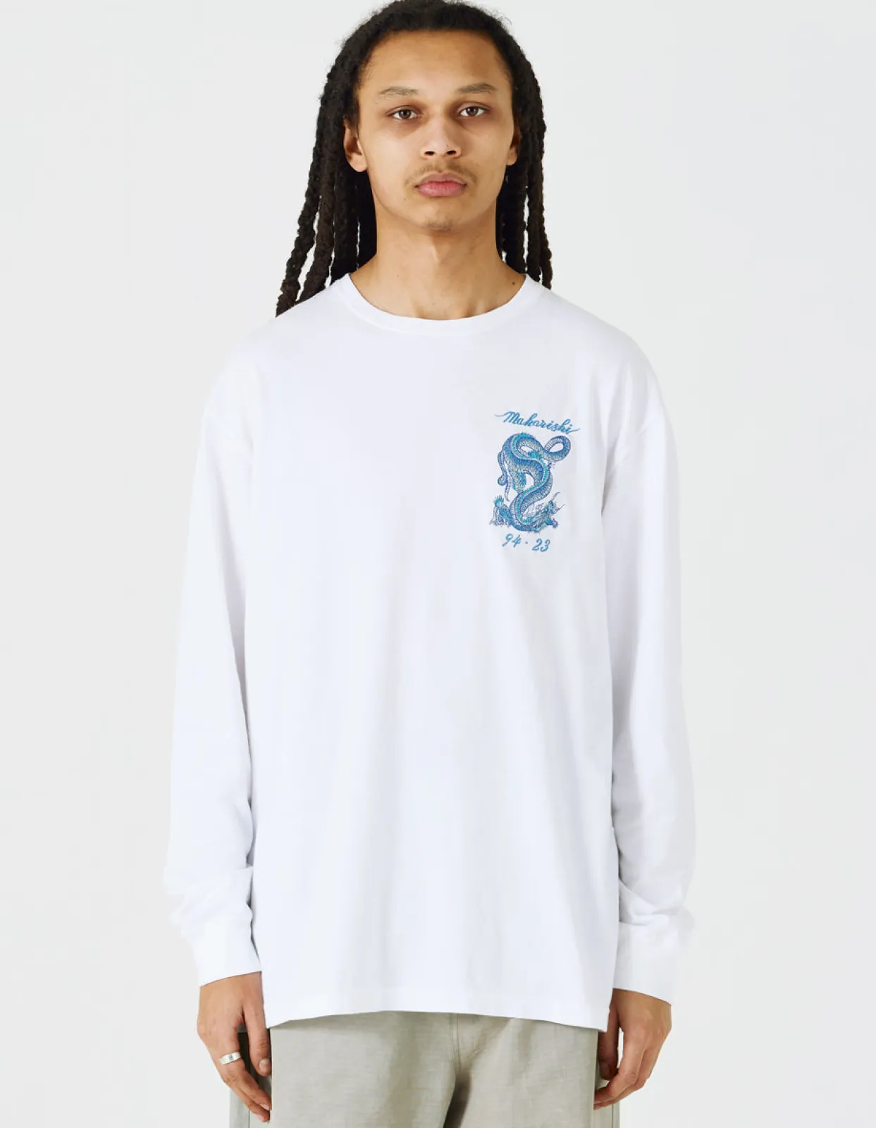Long Sleeve T-Shirts*Maharishi 4214 Thai Dragon Tour L/S T-Shirt White