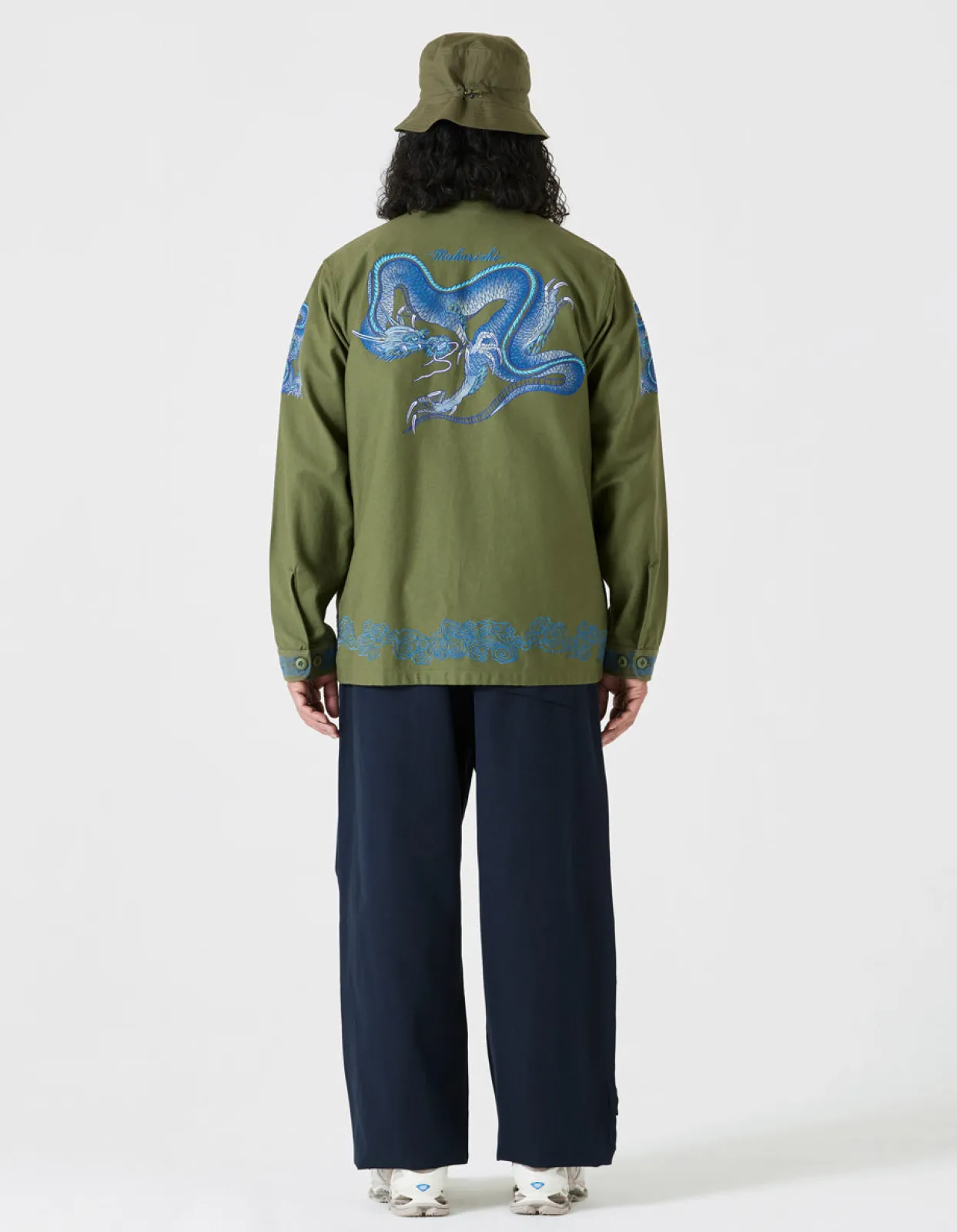 Shirts*Maharishi 4213 Thai Dragon Utility Shirt Olive Og-107F