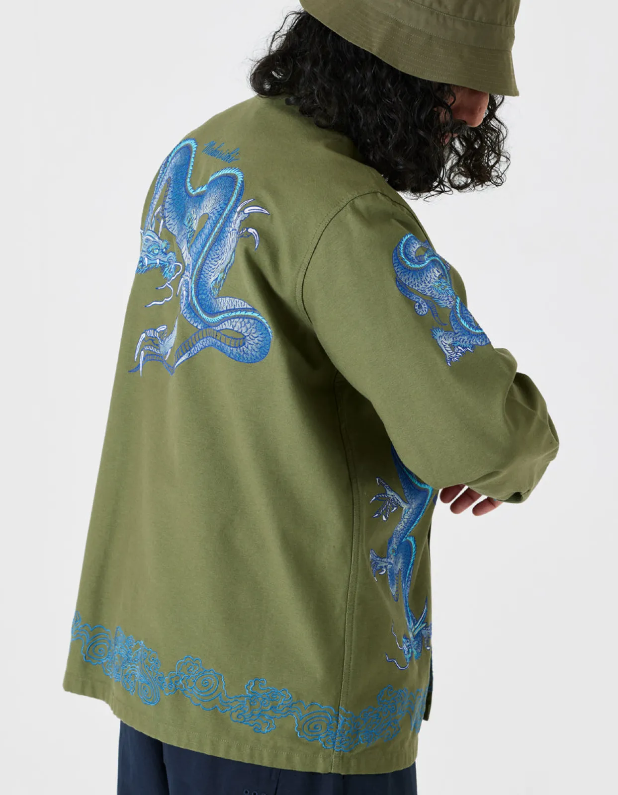 Shirts*Maharishi 4213 Thai Dragon Utility Shirt Olive Og-107F