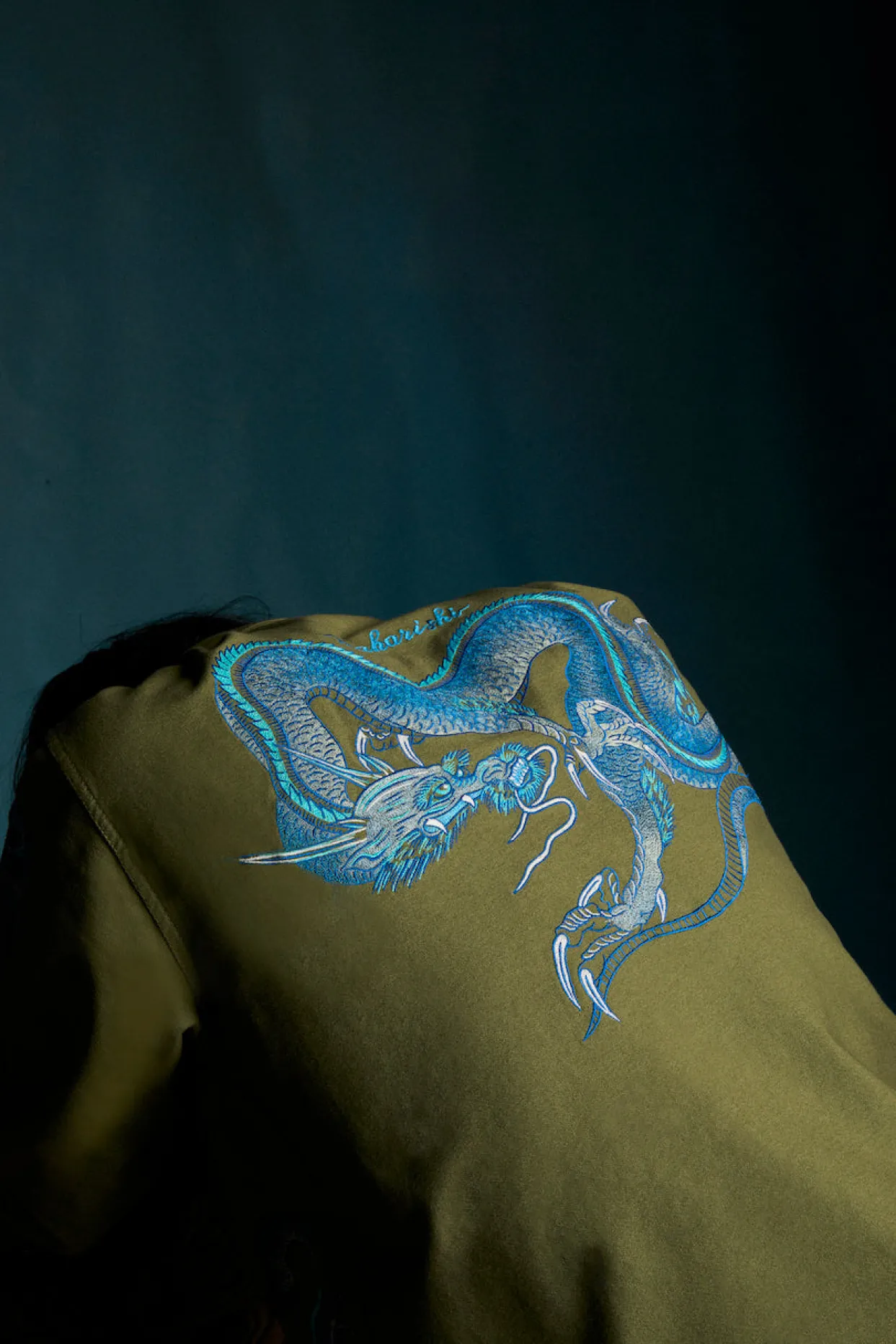 Shirts*Maharishi 4213 Thai Dragon Utility Shirt Olive Og-107F