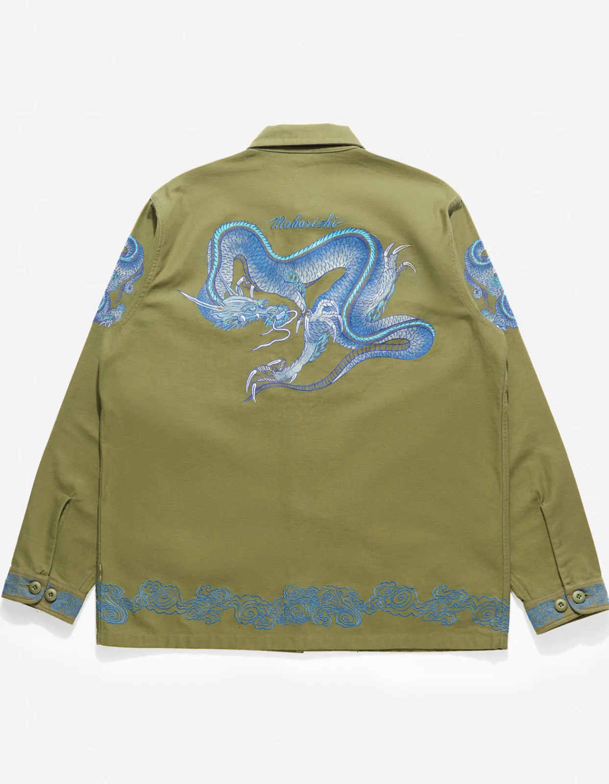 Shirts*Maharishi 4213 Thai Dragon Utility Shirt Olive Og-107F