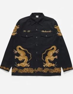 Shirts*Maharishi 4213 Thai Dragon Utility Shirt Golden Black