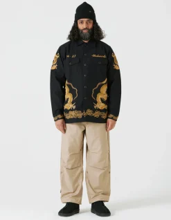 Shirts*Maharishi 4213 Thai Dragon Utility Shirt Golden Black