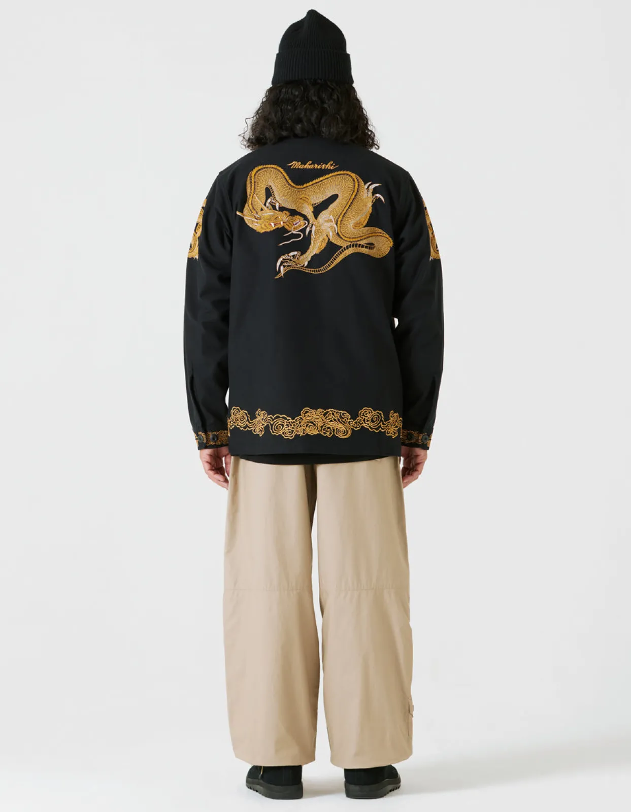 Shirts*Maharishi 4213 Thai Dragon Utility Shirt Golden Black