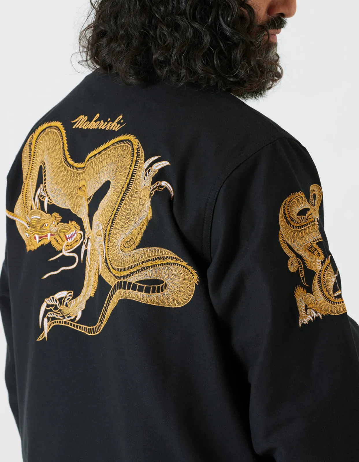 Shirts*Maharishi 4213 Thai Dragon Utility Shirt Golden Black