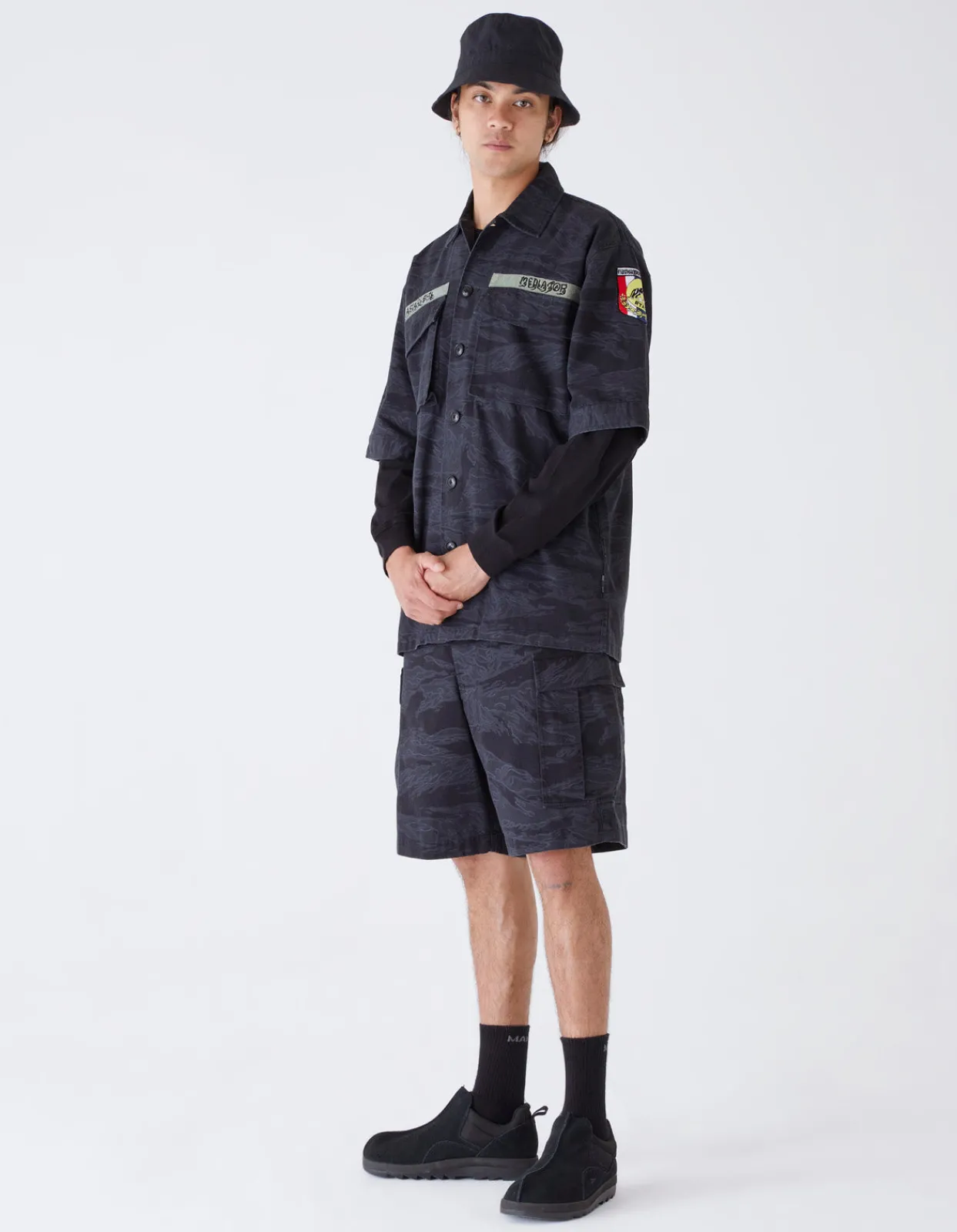 Shirts*Maharishi 4290 Tigerstripe Advisor'S Overshirt Subdued Night