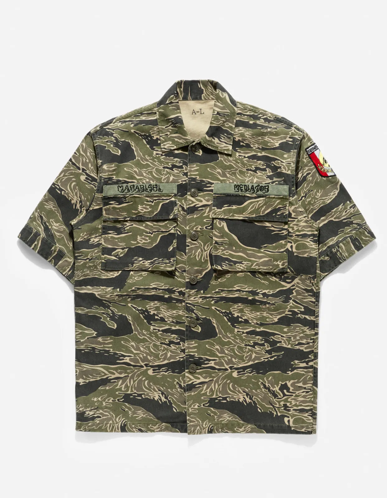 Shirts*Maharishi 4290 Tigerstripe Advisor'S Overshirt Mint Gold