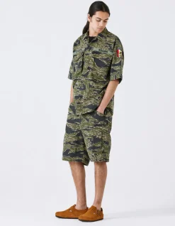 Shirts*Maharishi 4290 Tigerstripe Advisor'S Overshirt Mint Gold