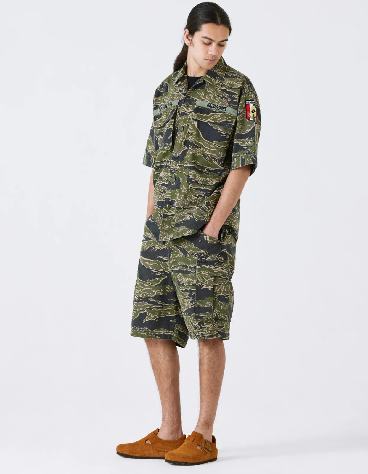 Shirts*Maharishi 4290 Tigerstripe Advisor'S Overshirt Mint Gold