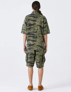 Shirts*Maharishi 4290 Tigerstripe Advisor'S Overshirt Mint Gold