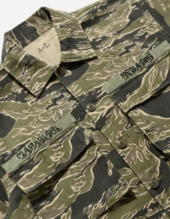 Shirts*Maharishi 4290 Tigerstripe Advisor'S Overshirt Mint Gold
