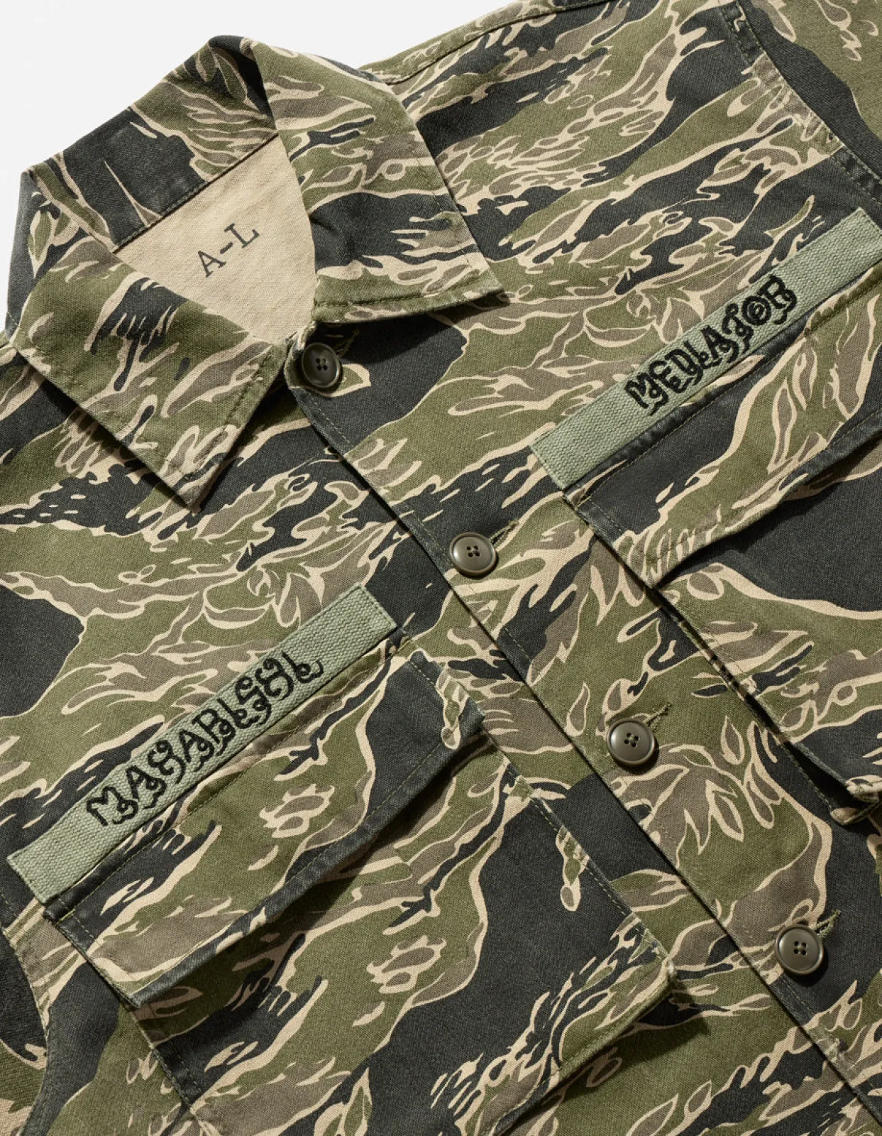 Shirts*Maharishi 4290 Tigerstripe Advisor'S Overshirt Mint Gold