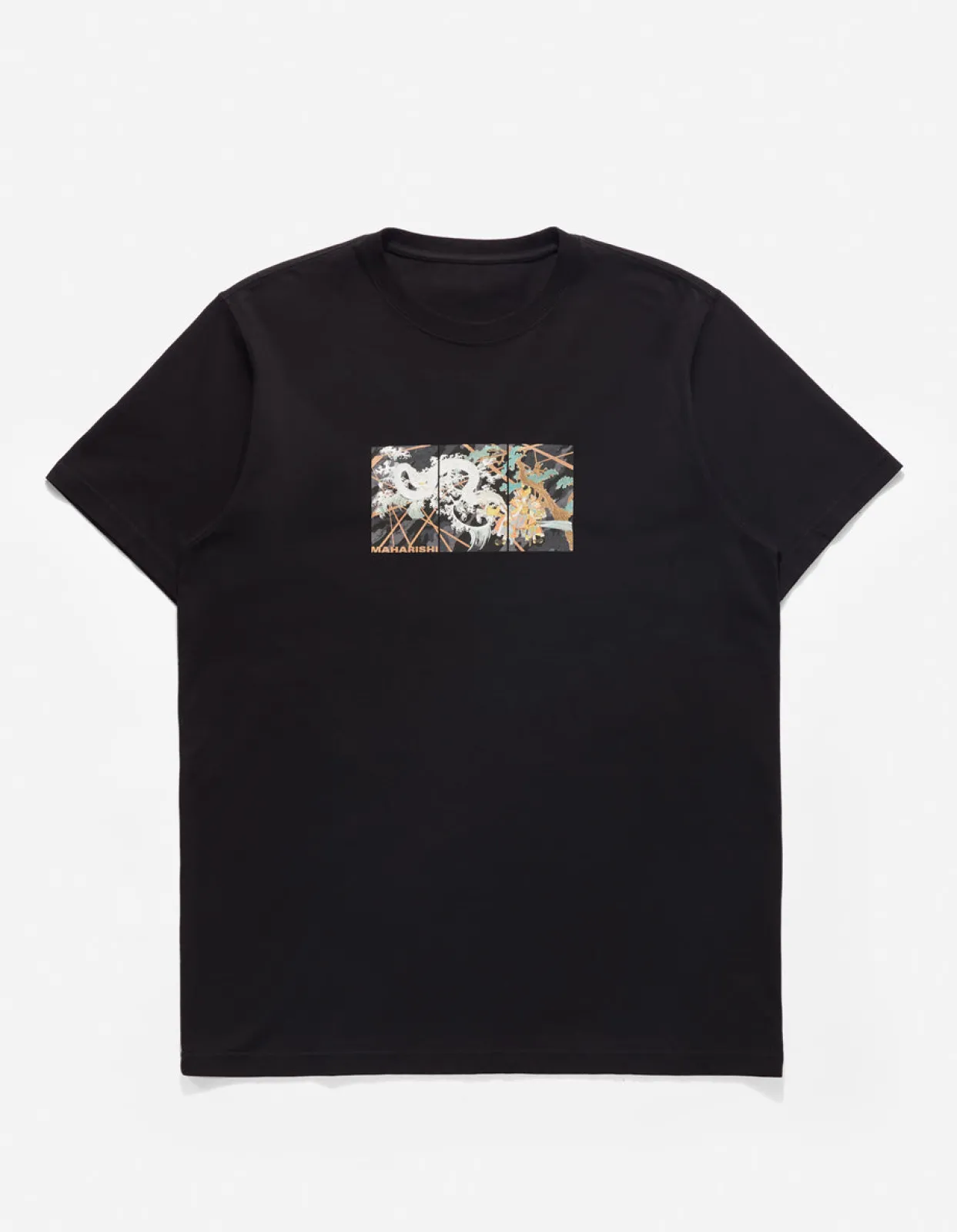 Short Sleeve T-Shirts*Maharishi 1011 Triptych Water Dragon T-Shirt Black