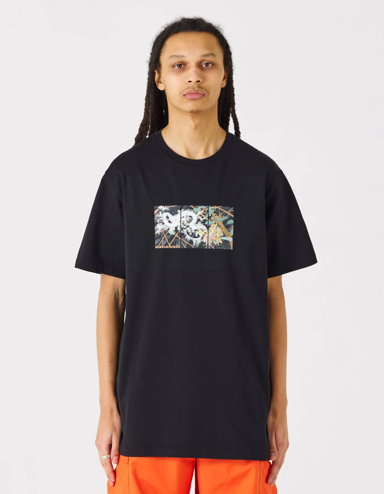 Short Sleeve T-Shirts*Maharishi 1011 Triptych Water Dragon T-Shirt Black