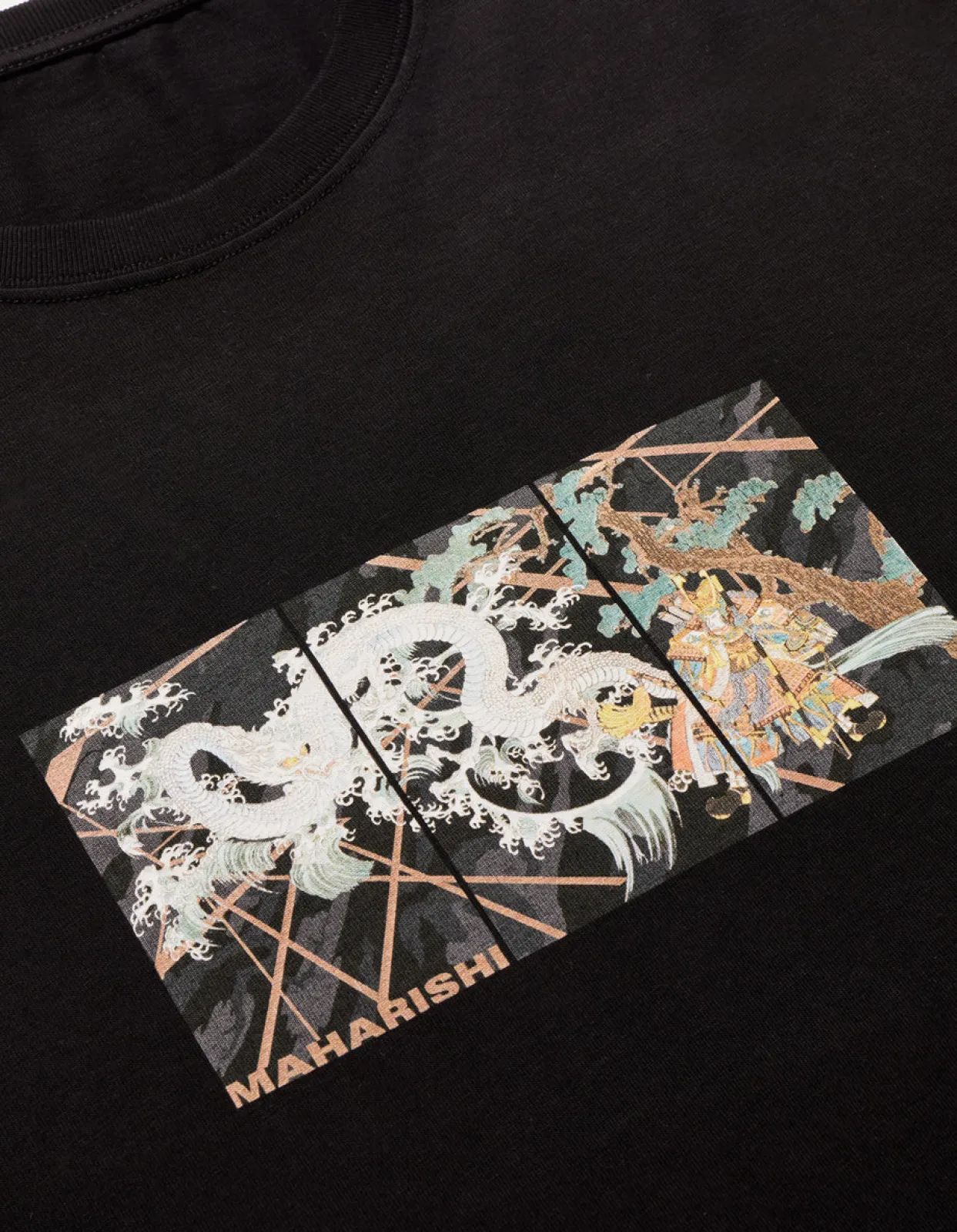 Short Sleeve T-Shirts*Maharishi 1011 Triptych Water Dragon T-Shirt Black